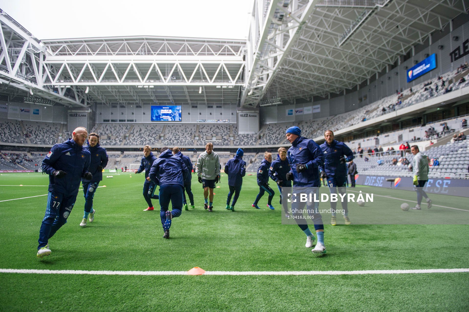 Djurgårdens spelare värmer upp
