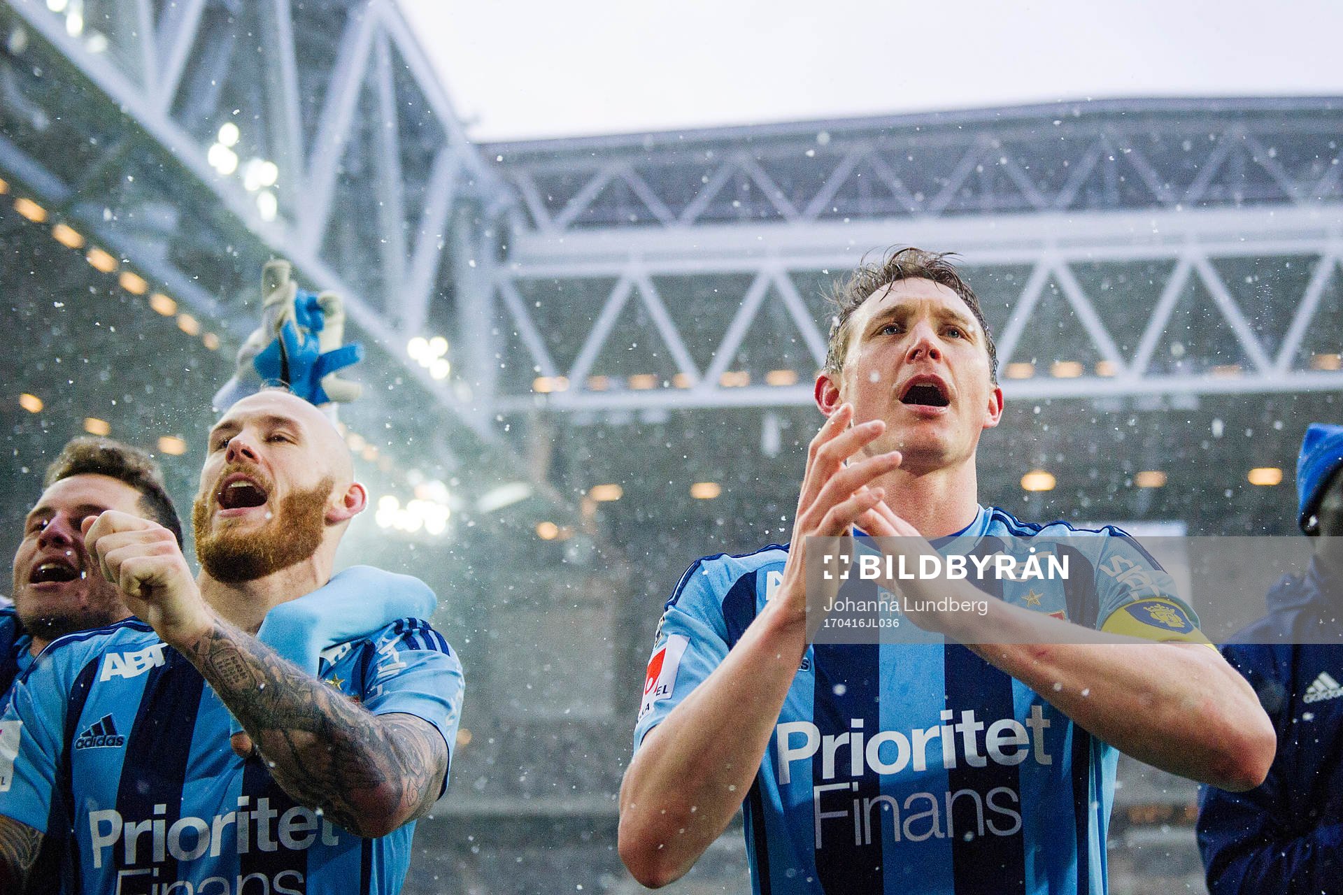 Djurgårdens Magnus Eriksson och Kim Källström jublar
