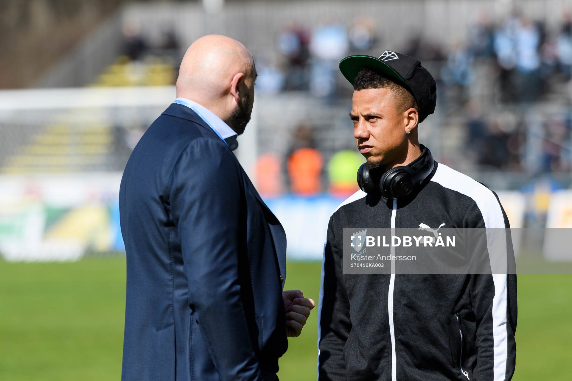 Malmö FFs Tobias Sana före fotbollsmatchen i Allsvenskan