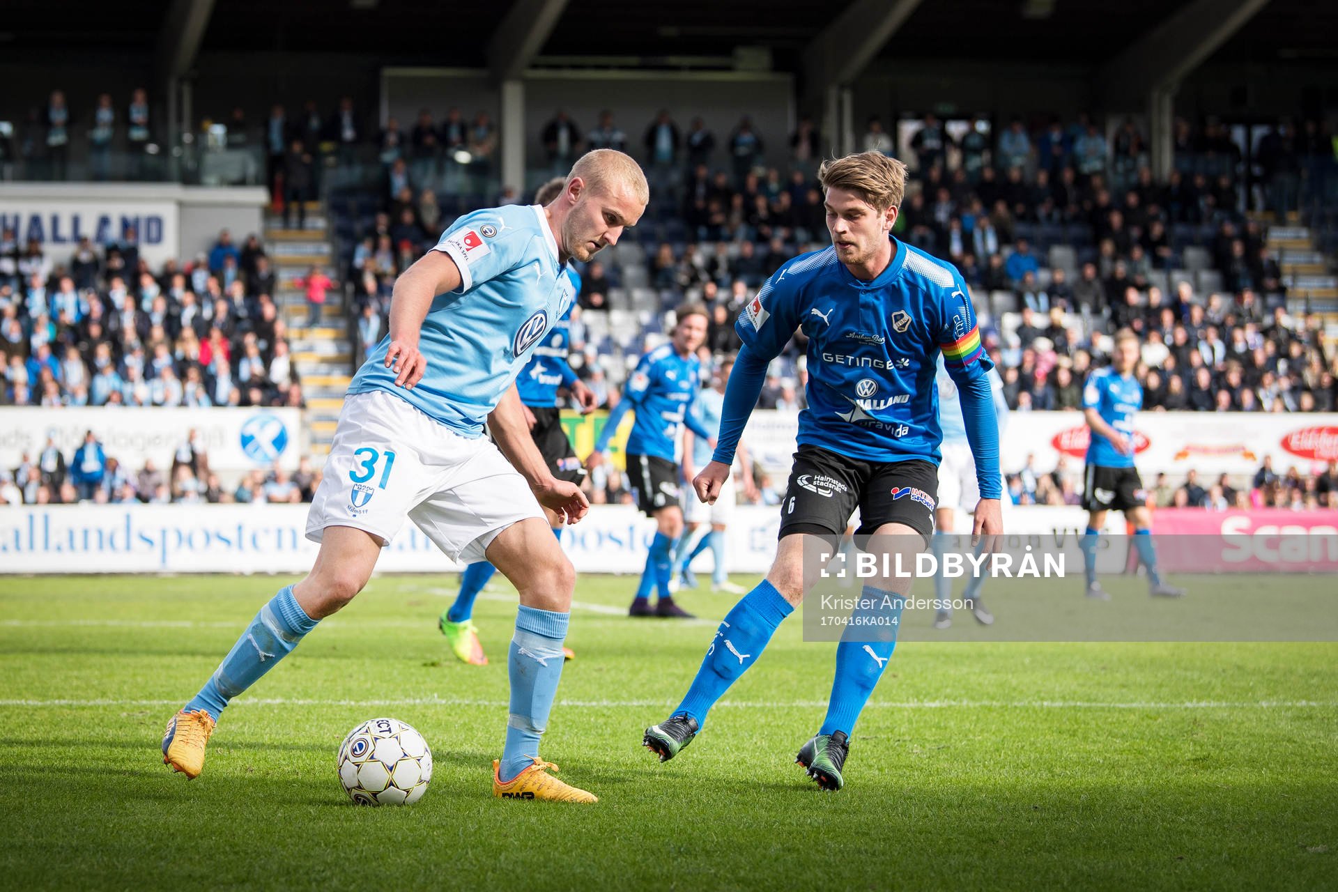 Malmö FFs Franz Brorsson och Halmstads Marcus Mathisen