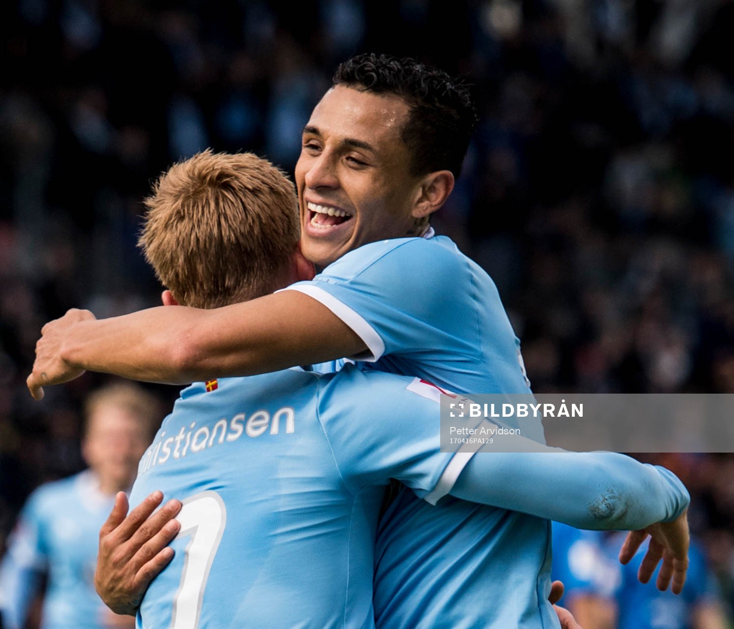 Malmö FFs Yoshimar Yotún jublar med Anders Christiansen