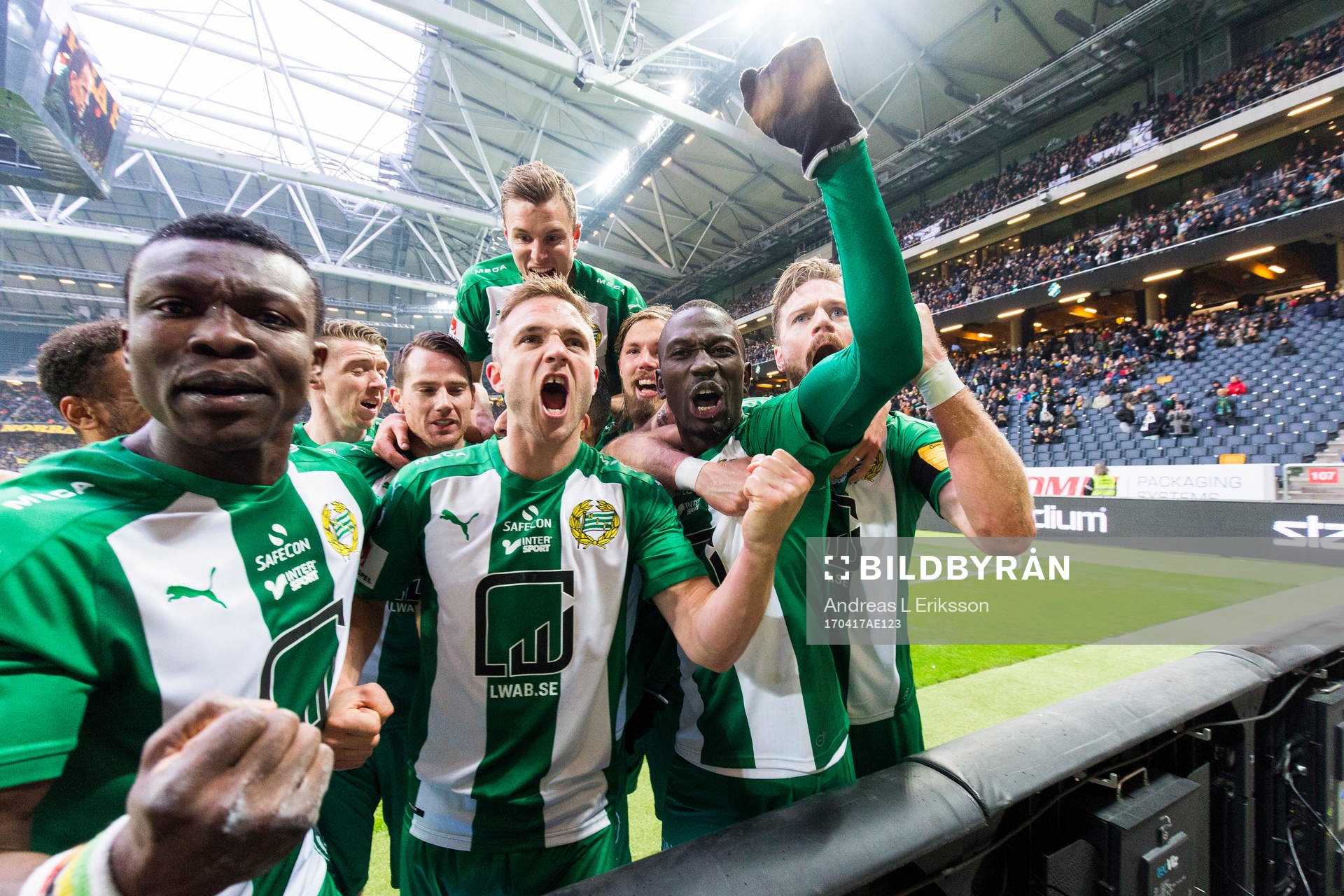 Hammarbys Joseph Aidoo, Mats Solheim, Pa Amat Dibba och