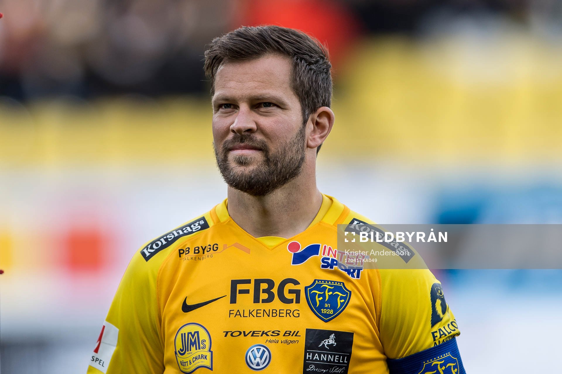 Falkenbergs David Svensson före fotbollsmatchen i