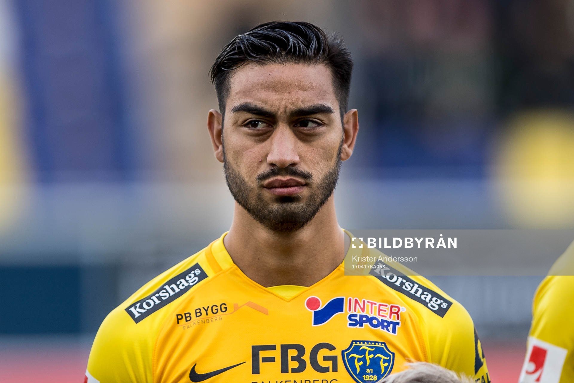 Falkenbergs Amin Nazari före fotbollsmatchen i Superettan