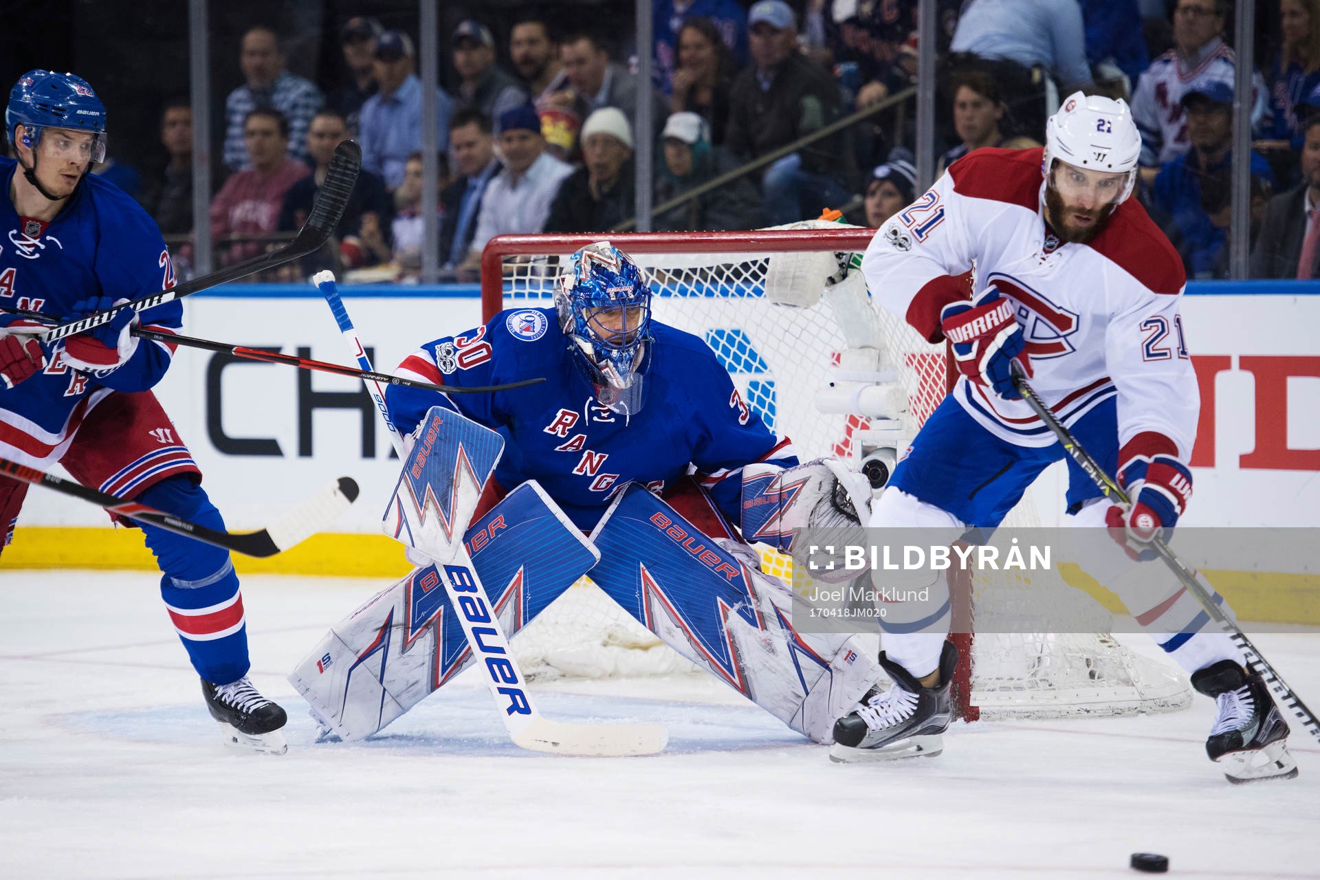 Rangers målvakt Henrik Lundqvist och Canadiens Dwight King