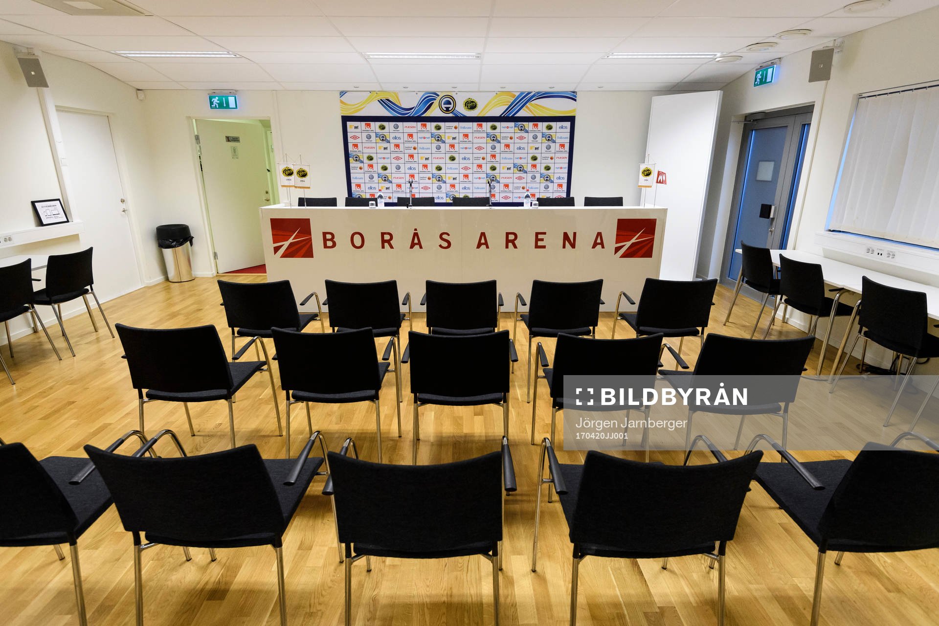 Interiör på Borås arenas pressrum