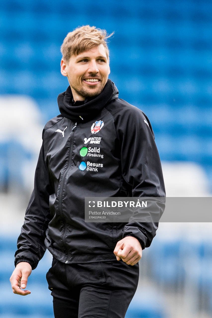 Martin Christensen under en träning med Helsingborg den 21 april 2017 i Helsingborg.