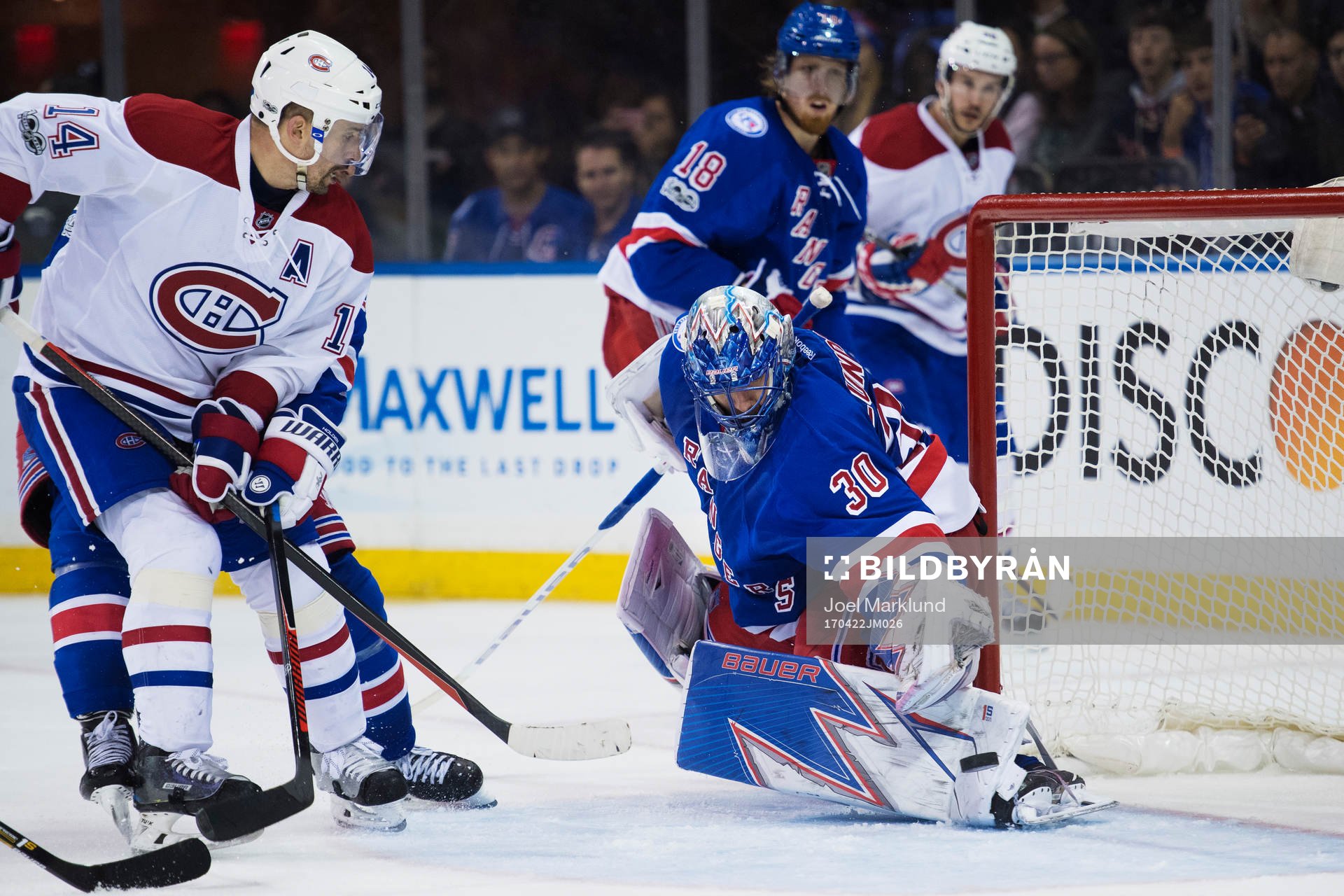 Canadiens Tomas Plekanec oroar framför Rangers målvakt