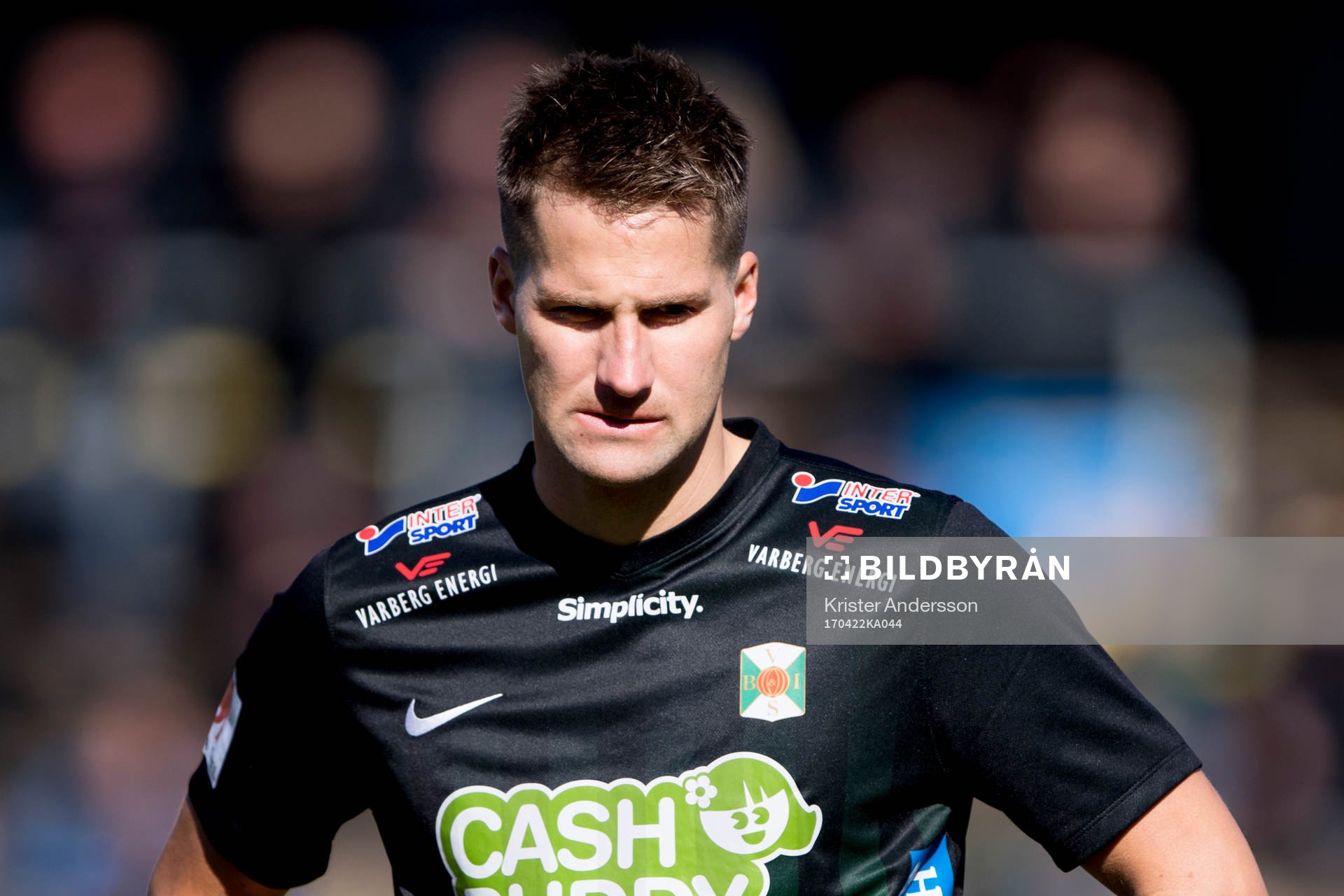 Varbergs Gabriel Altemark-Vanneryr före fotbollsmatchen i