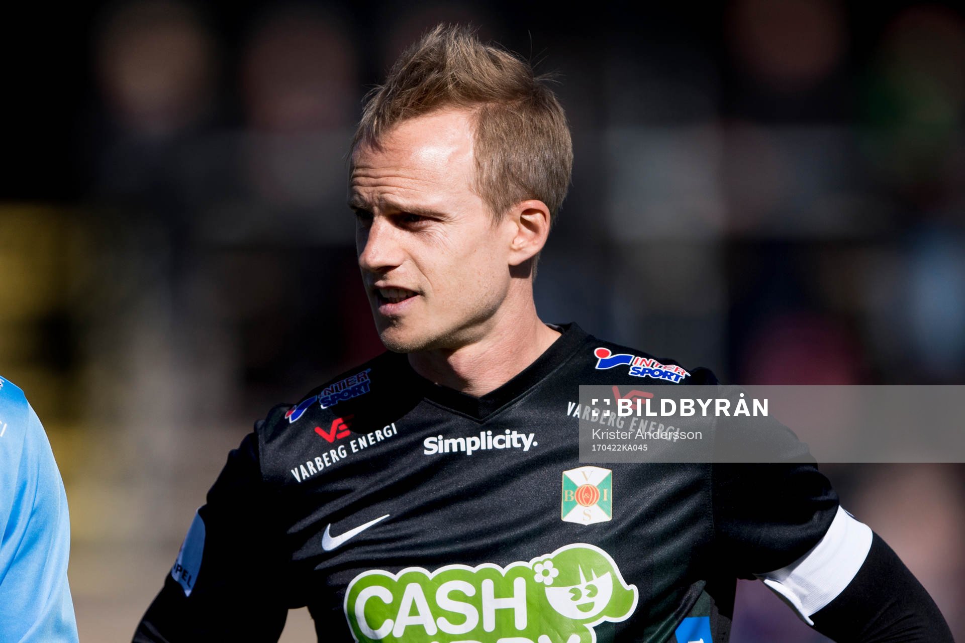 Varbergs Pär Asp före fotbollsmatchen i Superettan mellan