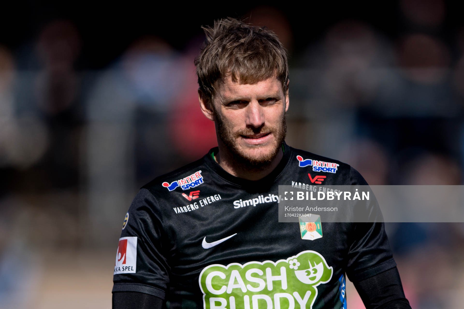 Varbergs Karl Söderström före fotbollsmatchen i