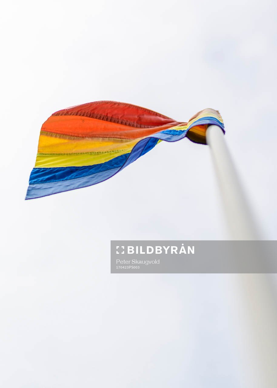 Generell bild en hörnflagga i regnbågsfärgerna