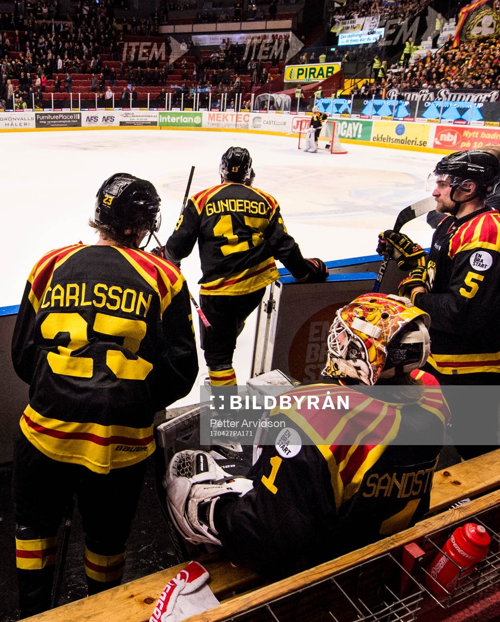 Brynäs Lucas Carlsson, Ryan Gunderson och Lukas Kilström