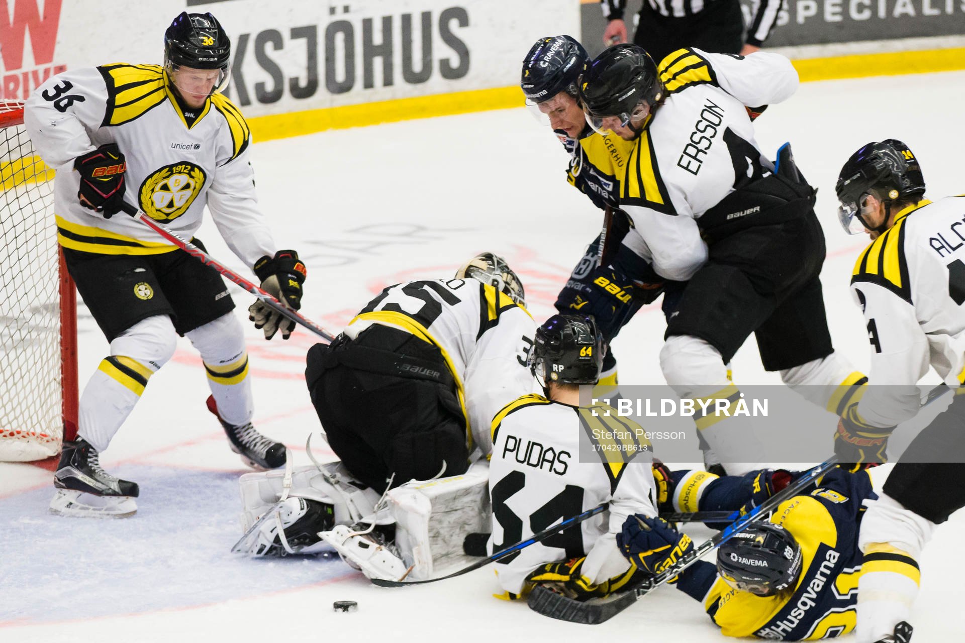 Brynäs Linus Ölund, målvakt David Rautio, Jonathan Pudas