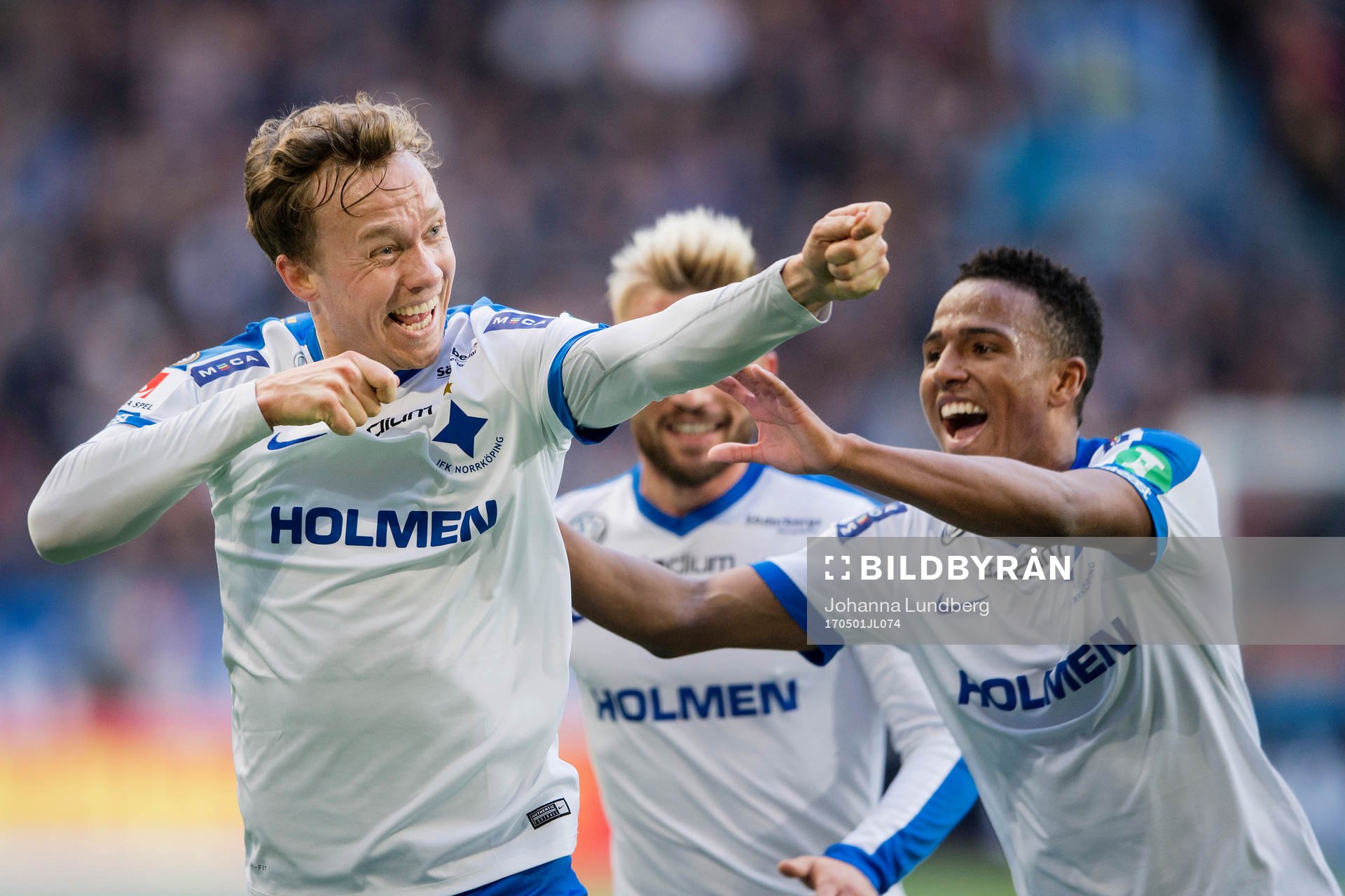 Norrköpings Gudmundur Thorarinsson gör 2-3 och jublar med