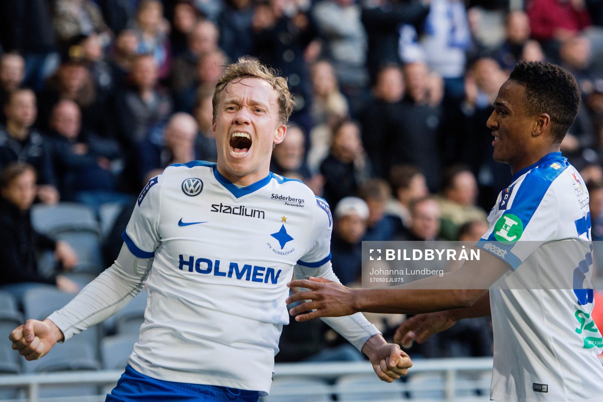 Norrköpings Gudmundur Thorarinsson gör 2-3 och jublar med