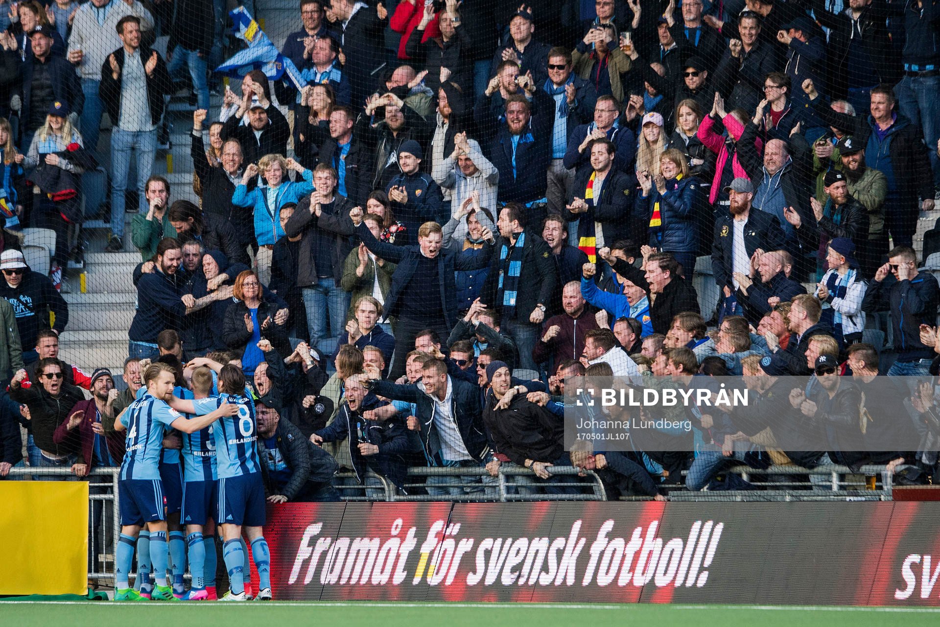 Djurgårdens spelare jublar med publiken