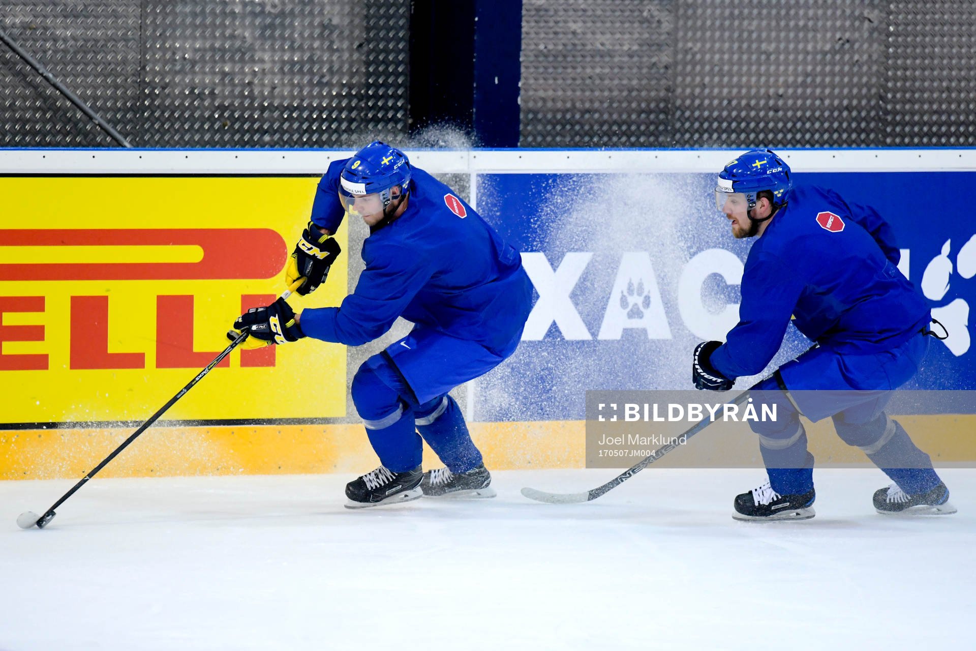 Calle Rosén och Linus Omark på Sveriges ishockeylandslags