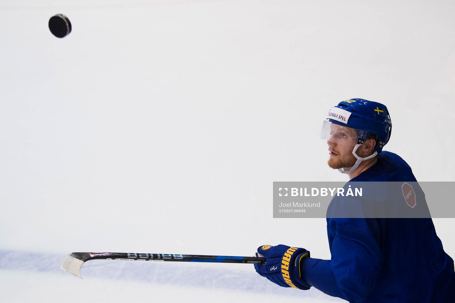 Gabriel Landeskog på Sveriges ishockeylandslags träning