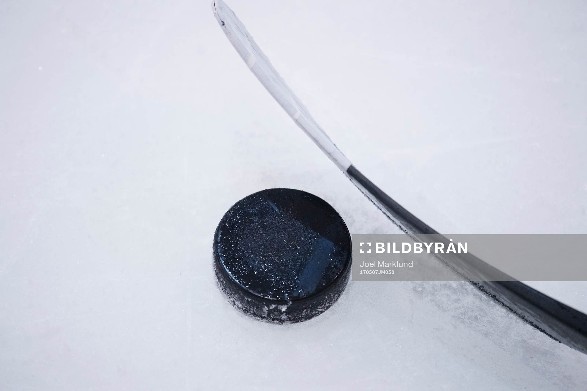 Puck och blad för hockeyklubba på Sveriges