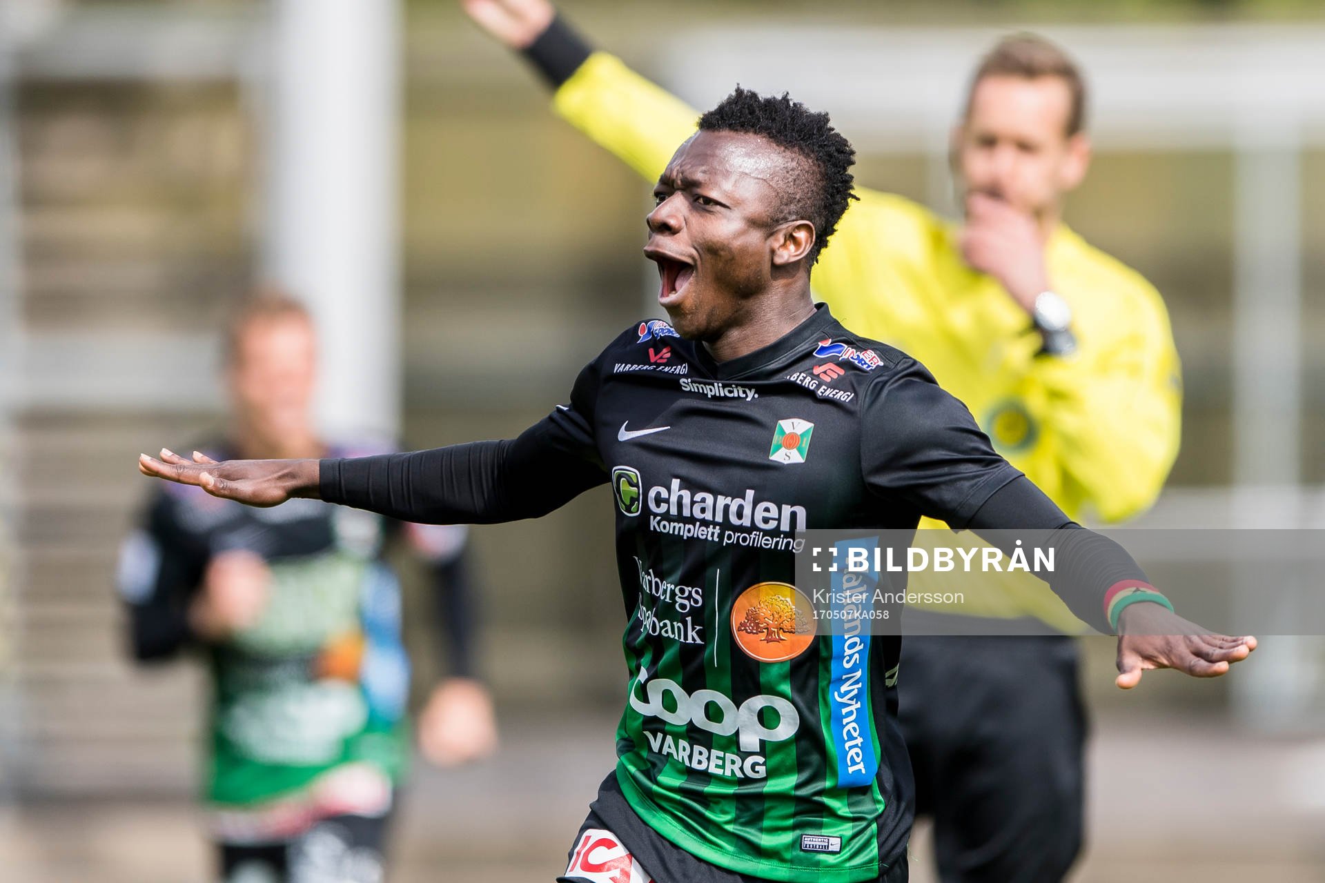 Varbergs Thomas Boakye jublar