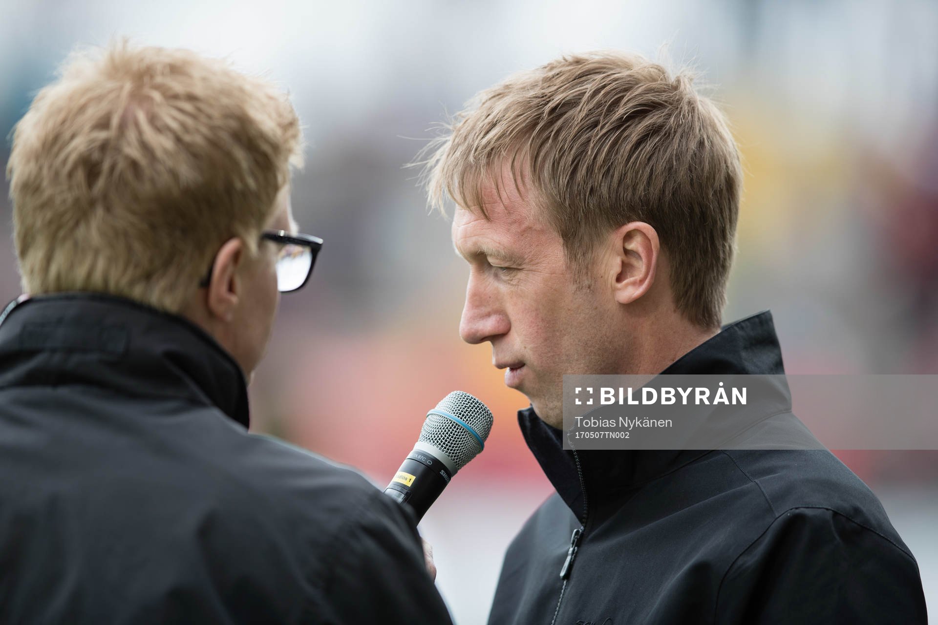 Östersunds tränare Graham Potter blir intervjuad innan