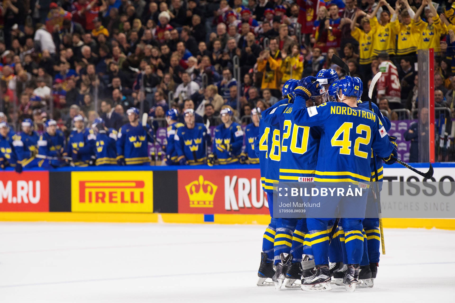 Sveriges Carl Klingberg, Joel Lundqvist, Victor Hedman och