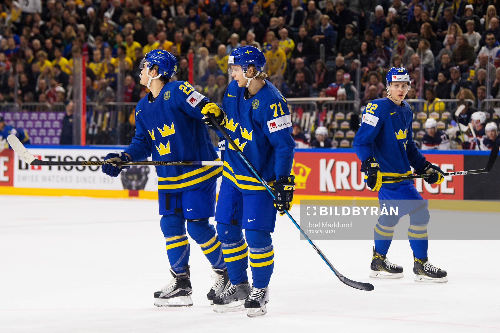 Sveriges William Nylander, William Karlsson och Joel