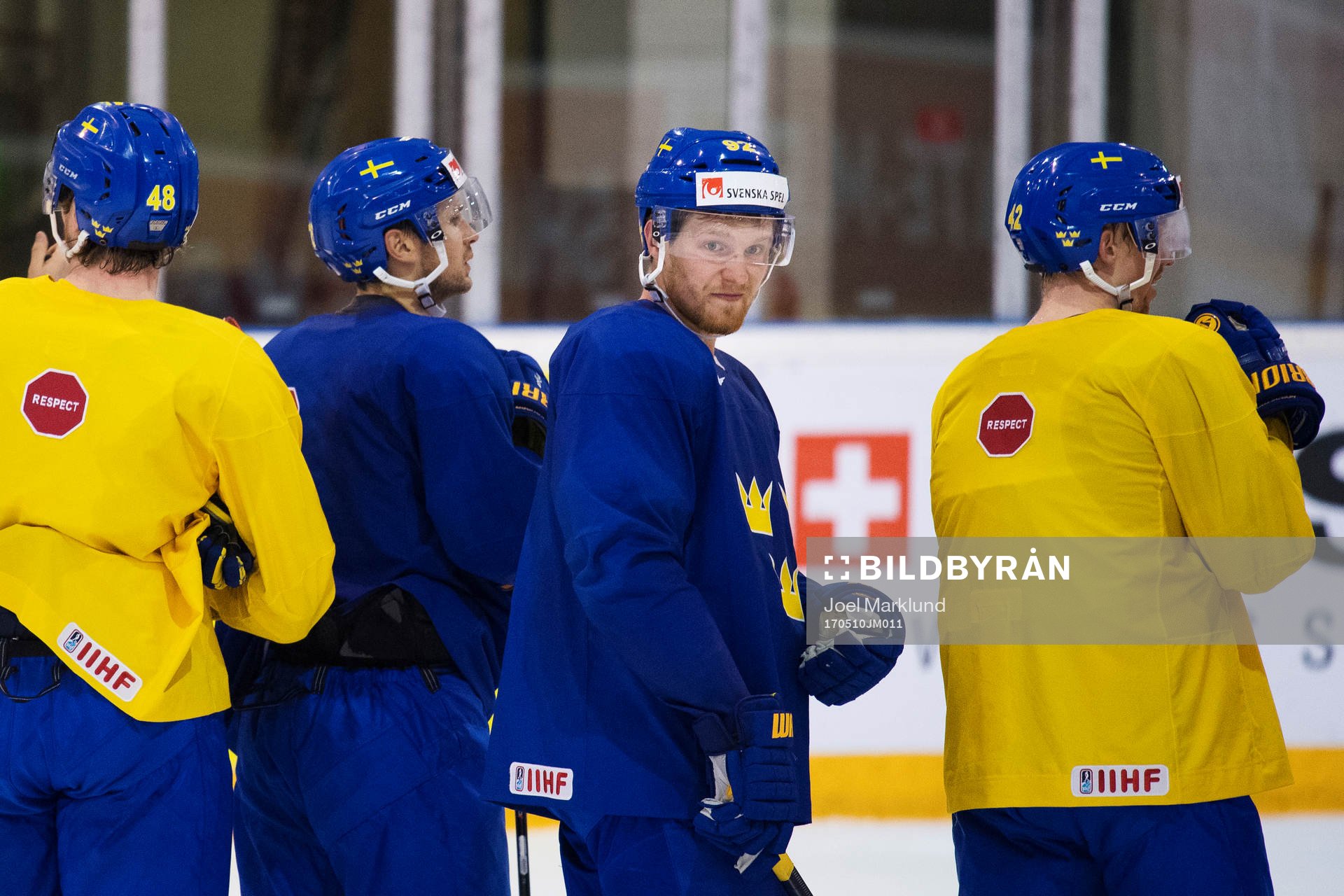 Gabriel Landeskog på Sveriges ishockeylandslags träning