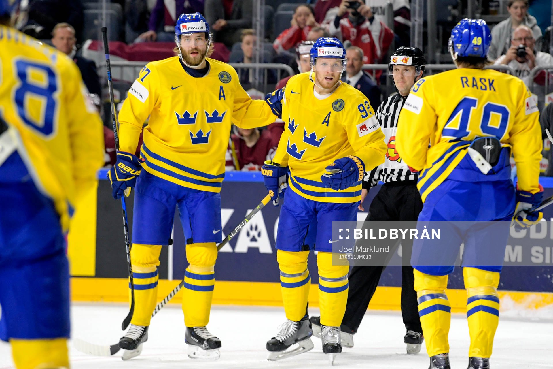 Sveriges Victor Hedman, Gabriel Landeskog och Victor Rask