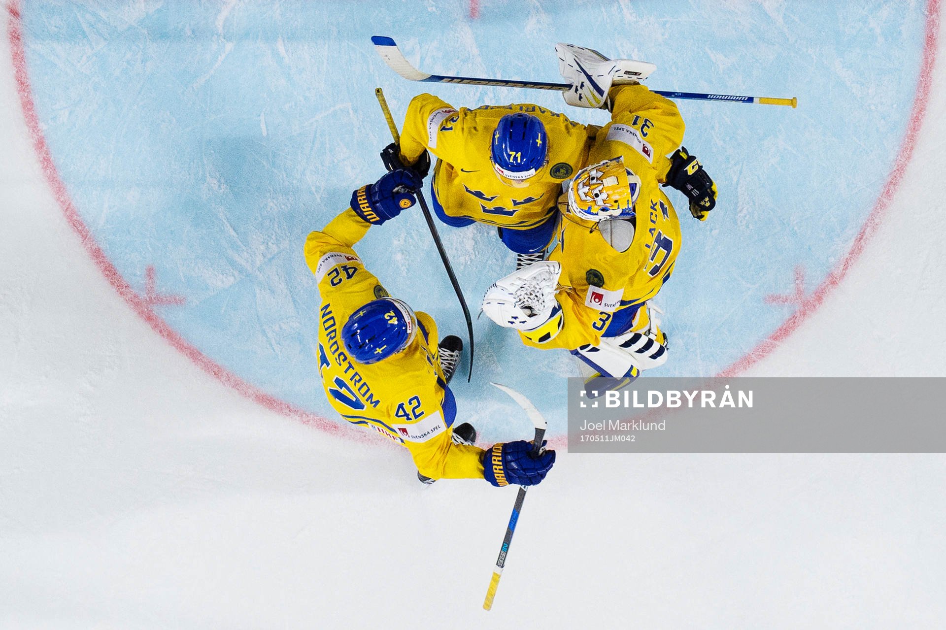 Sveriges Joakim Nordström, William Karlsson och målvakt