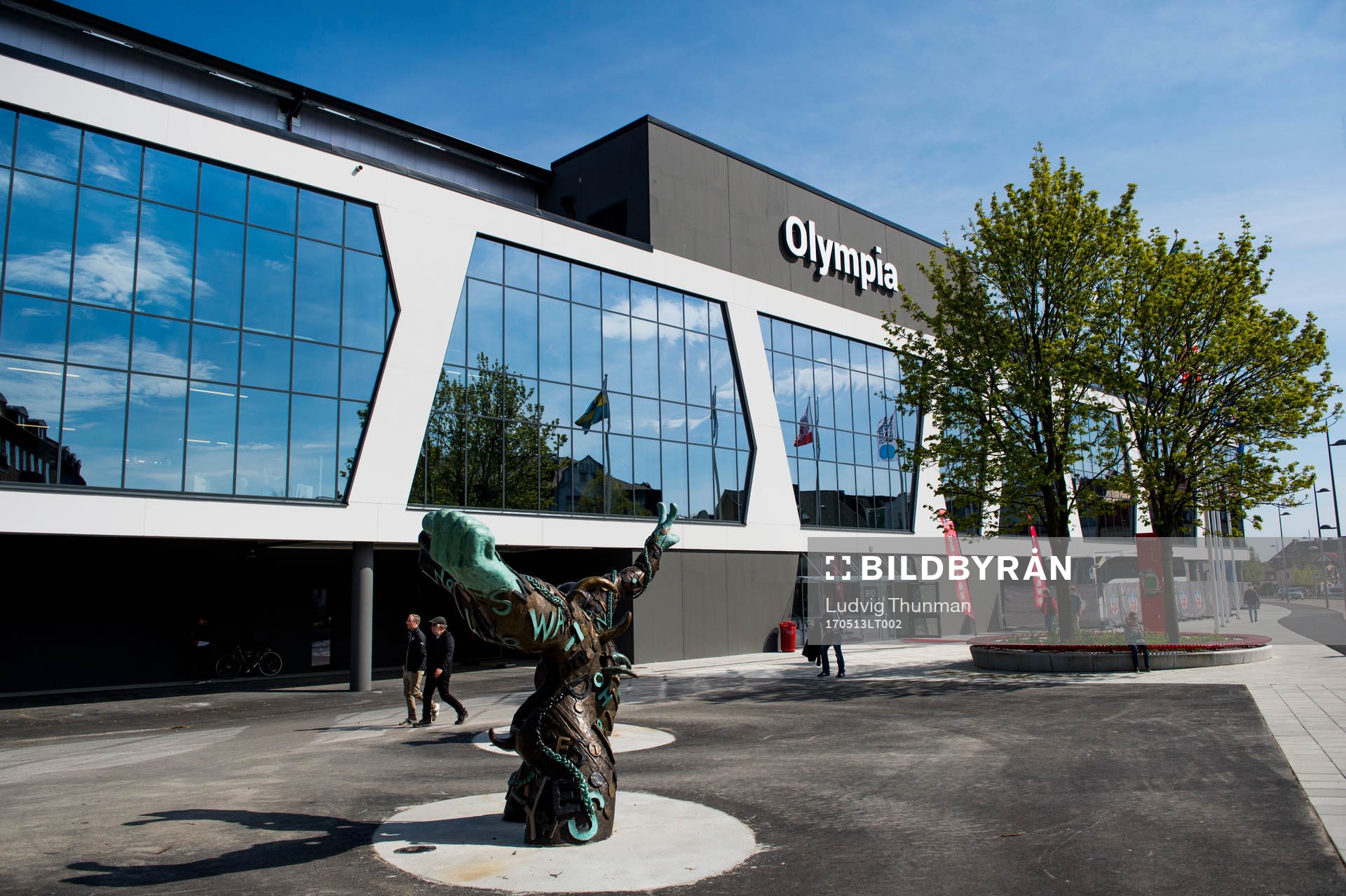 Exteriör över Olympia fotbollsarena i Helsingborg inför fotbollsmatchen i Superettan mellan Helsingborg och Frej den 13 maj 2017 i Helsingborg.