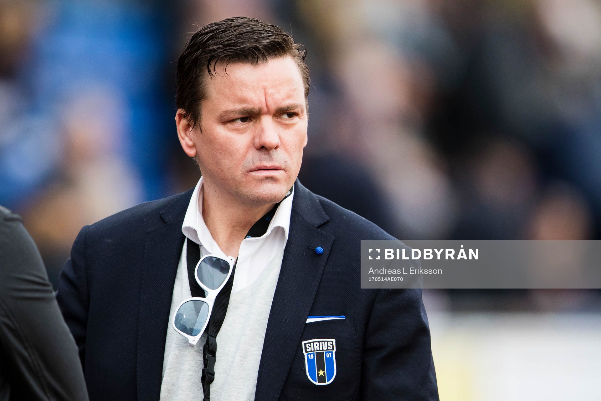 Sirius klubbchef Michael Lundgren innan fotbollsmatchen i