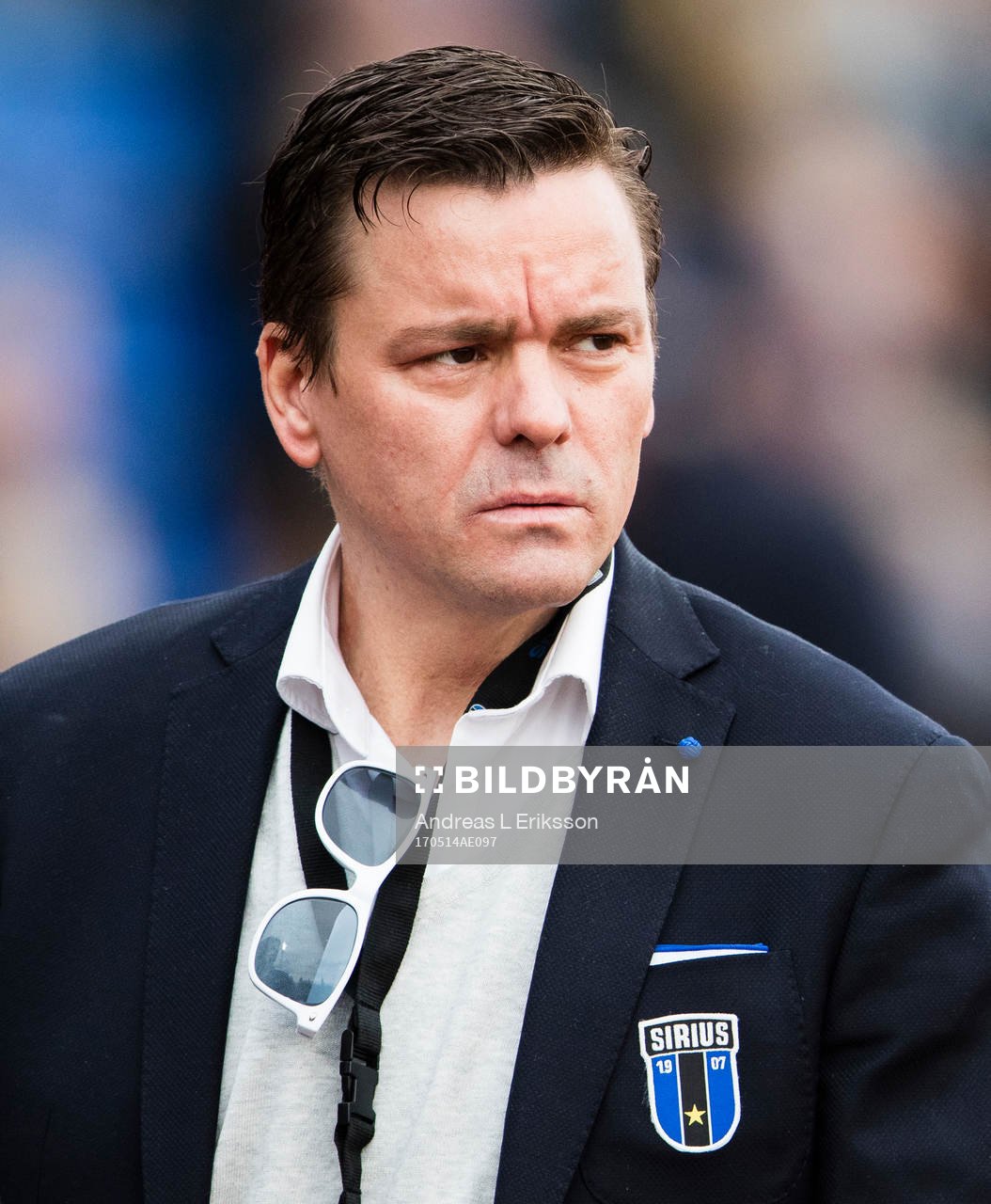Sirius klubbchef Michael Lundgren innan fotbollsmatchen i