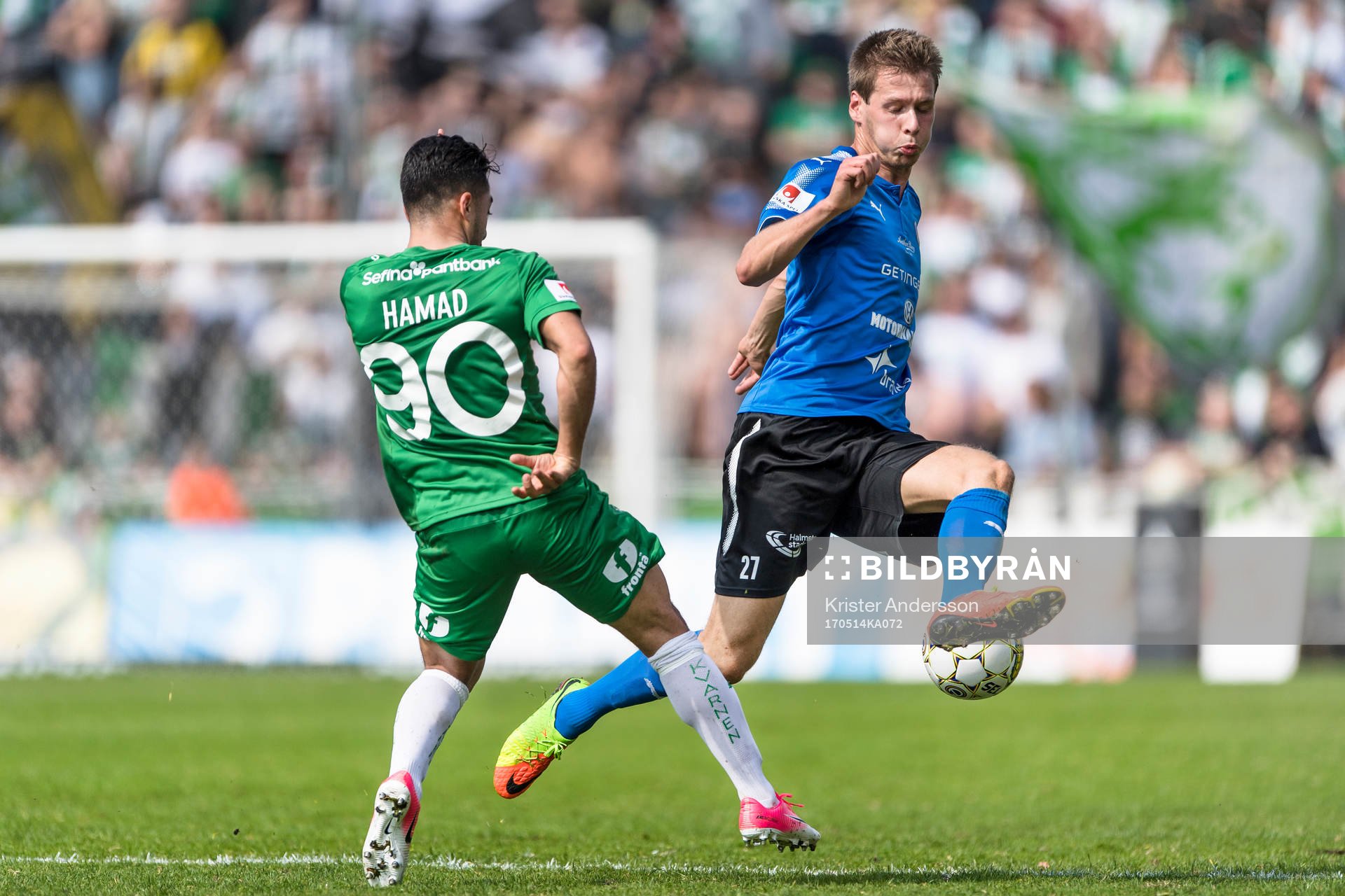 Hammarbys Jiloan Hamad och Halmstads Marcus Johansson