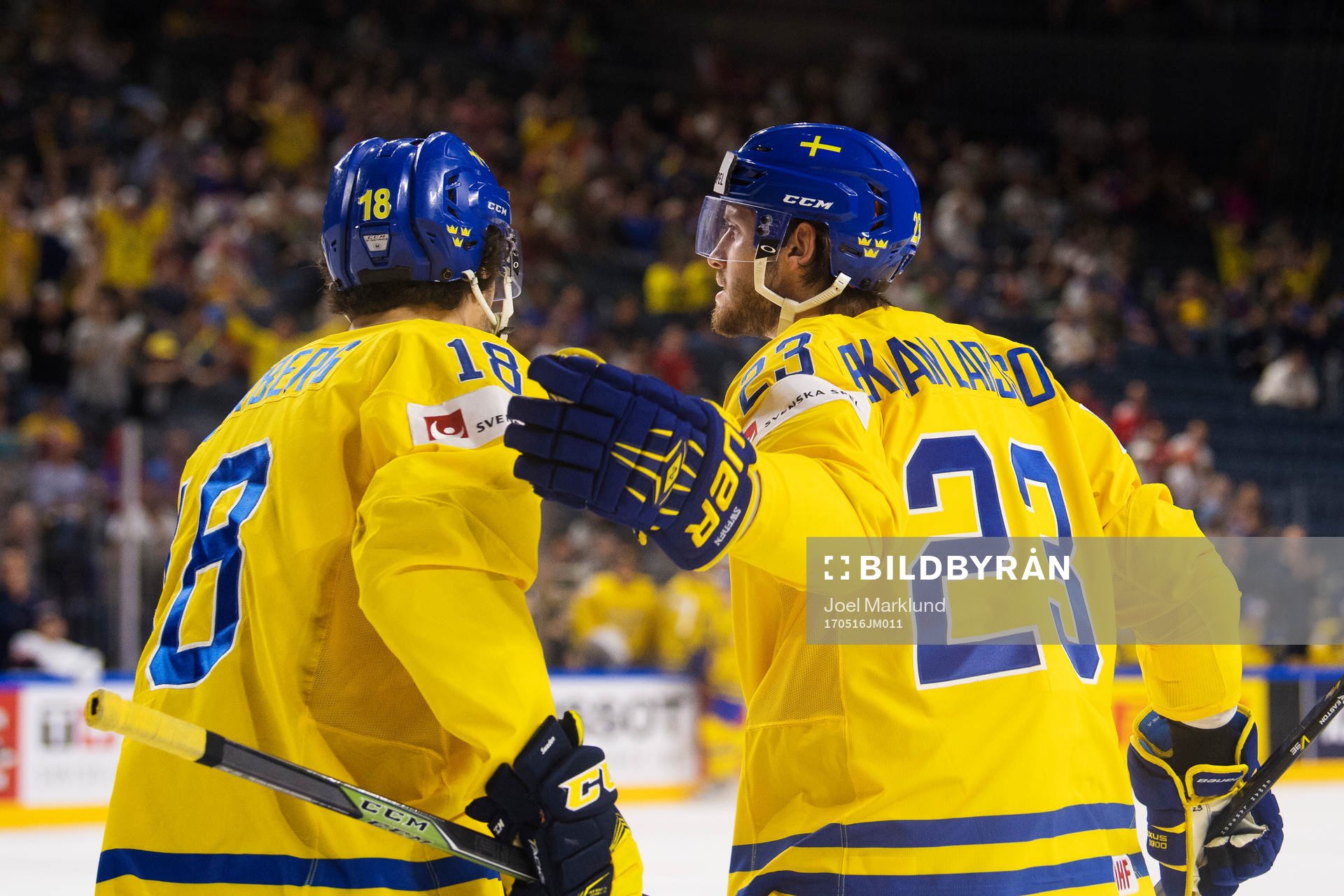 Sveriges Dennis Everberg och Oliver Ekman Larsson jublar