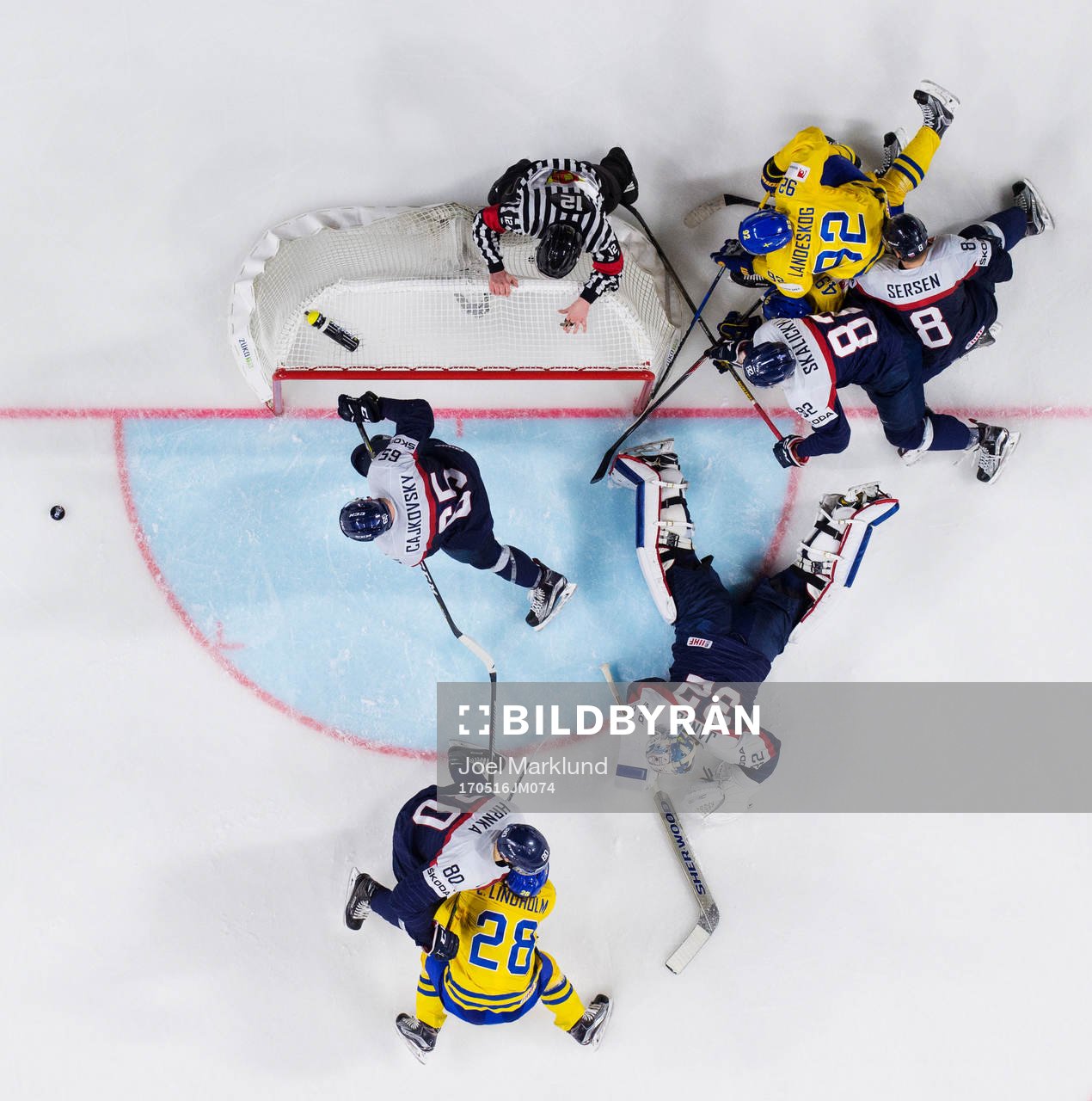 Sveriges Elias Lindholm, Gabriel Landeskog och Victor Rask