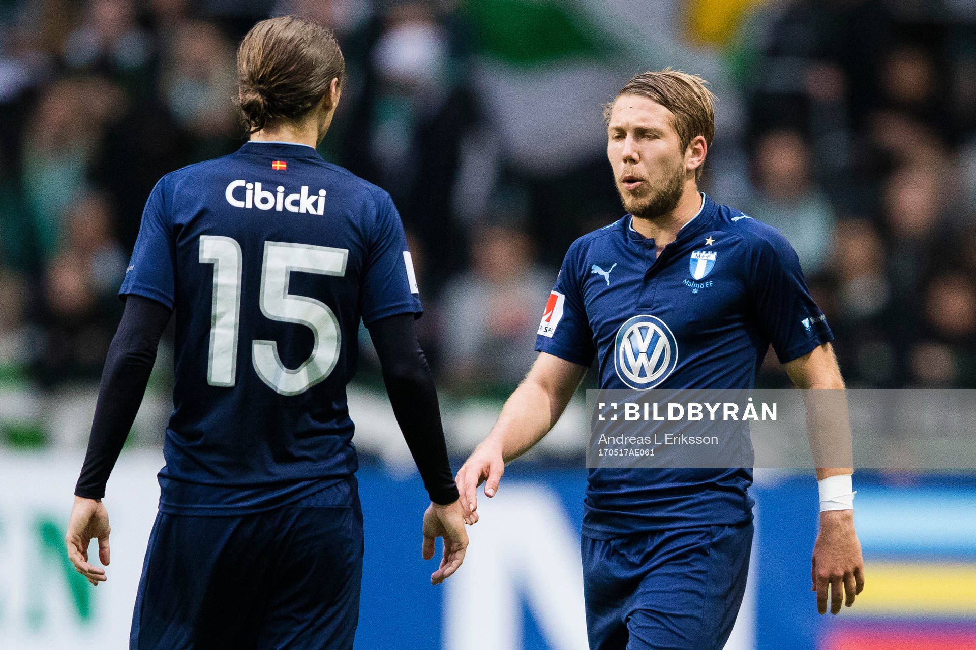 Malmö FFs Pawel Cibicki och Anton Tinnerholm