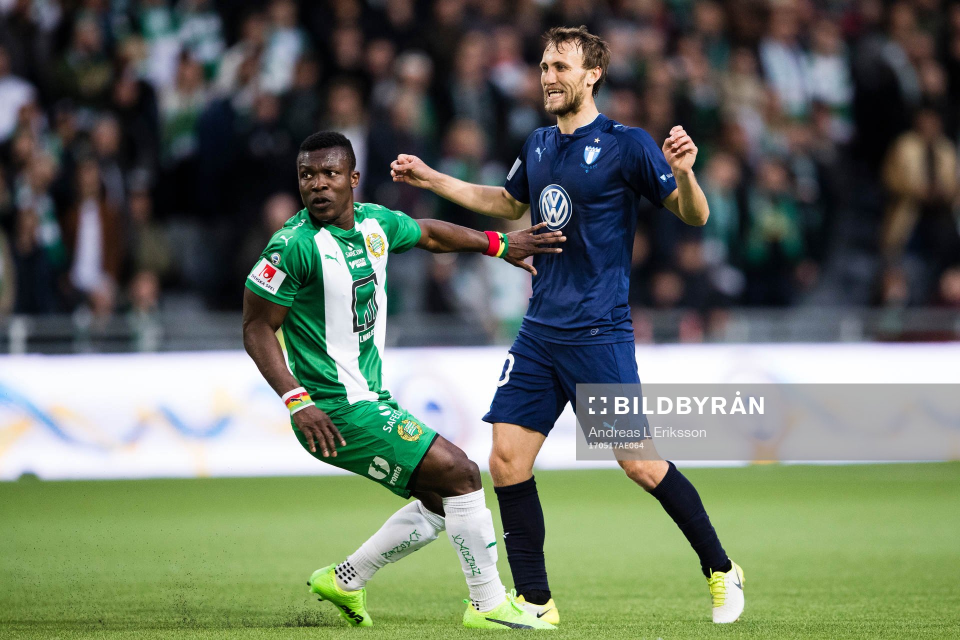 Hammarbys Joseph Aidoo och Malmö FFs Magnus Wolff Eikrem
