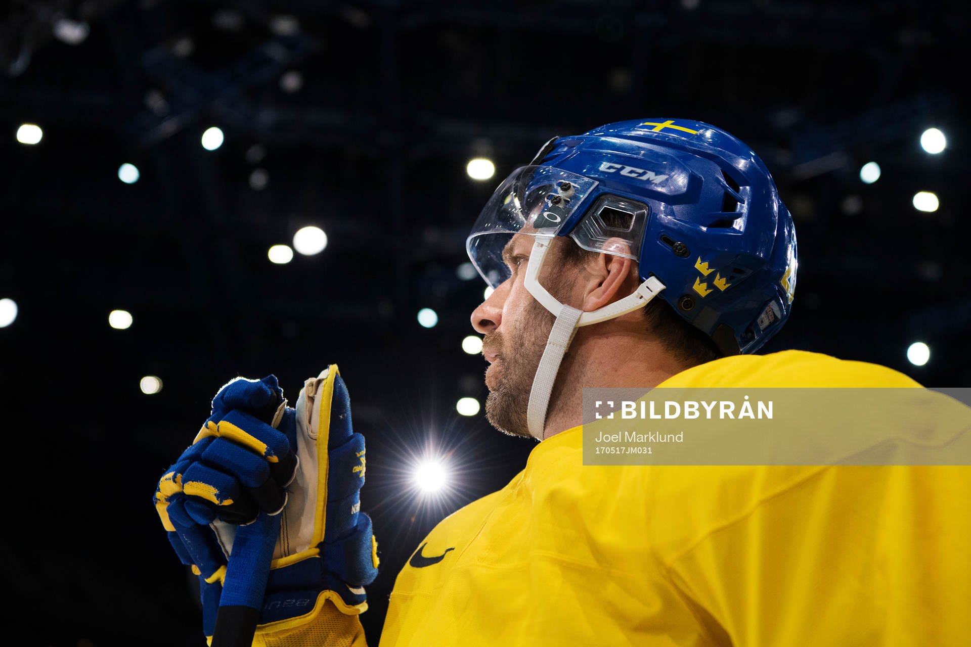 Joel Lundqvist på Sveriges ishockeylandslags träning