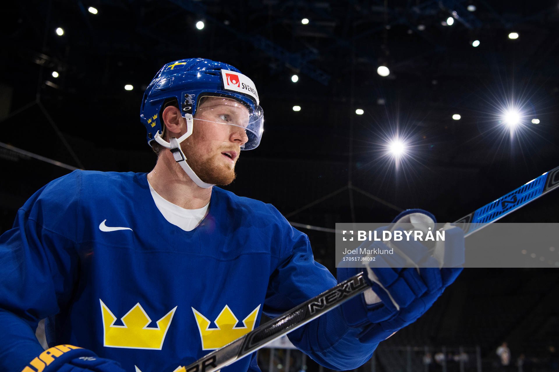 Gabriel Landeskog på Sveriges ishockeylandslags träning