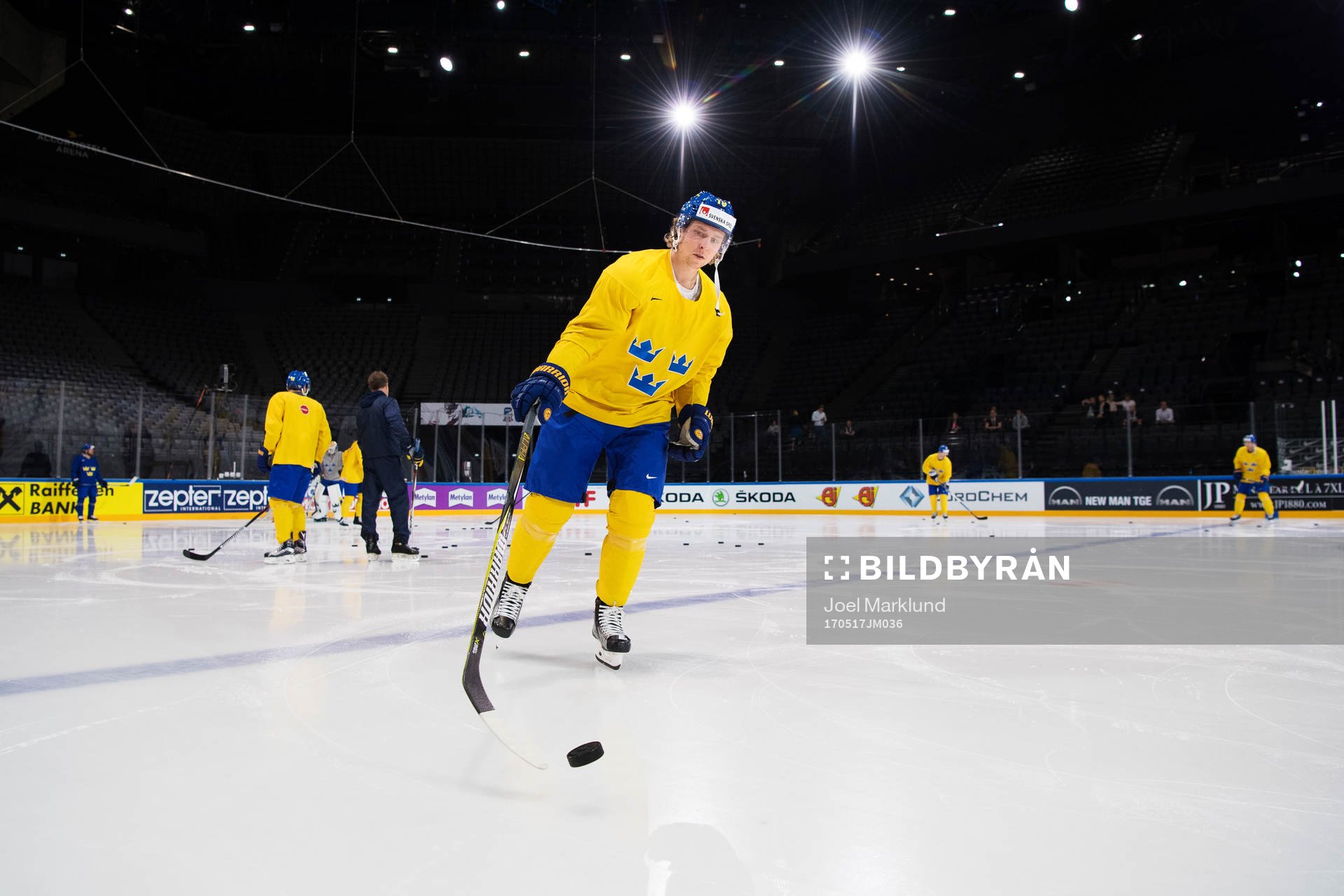 Nicklas Bäckström på Sveriges ishockeylandslags träning