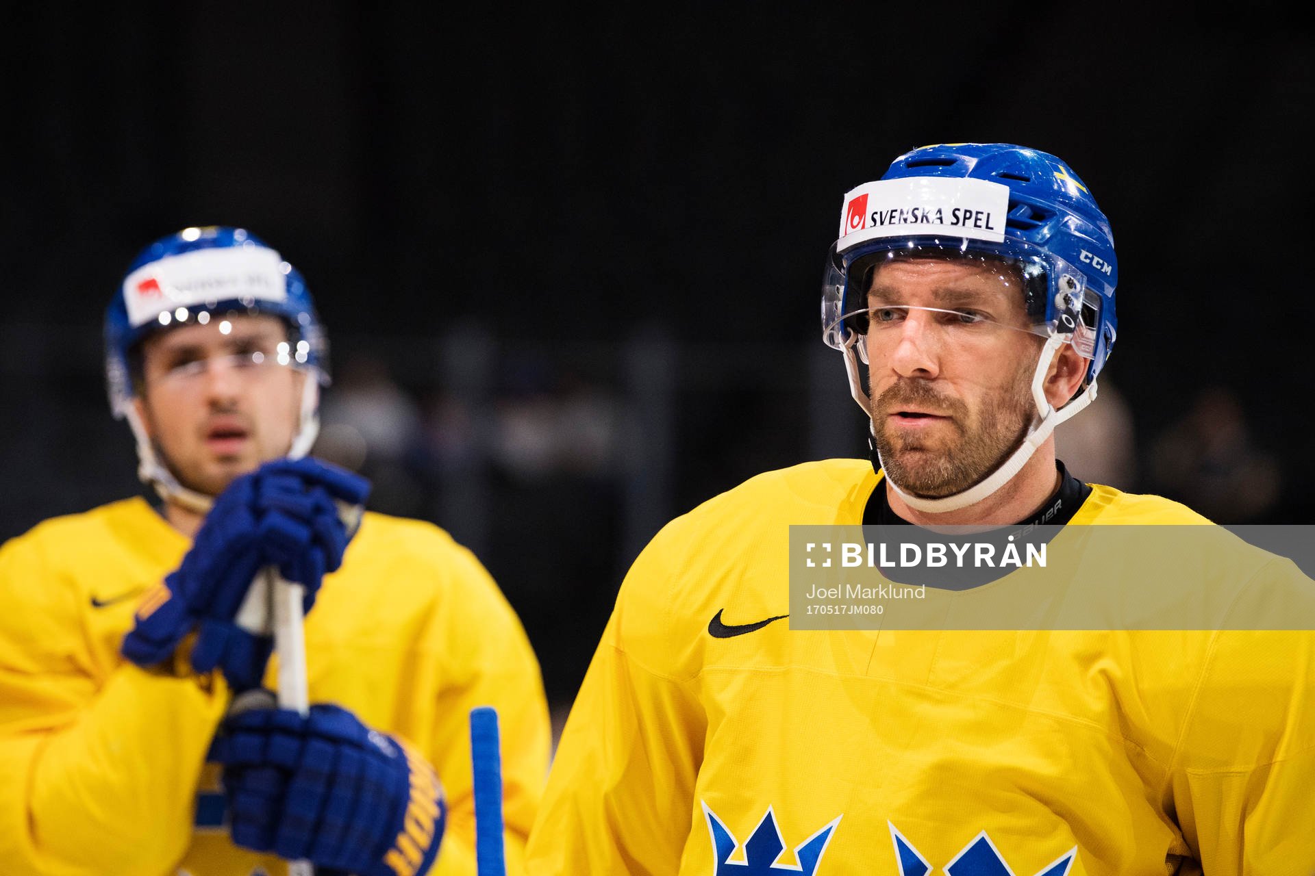 Joel Lundqvist på Sveriges ishockeylandslags träning