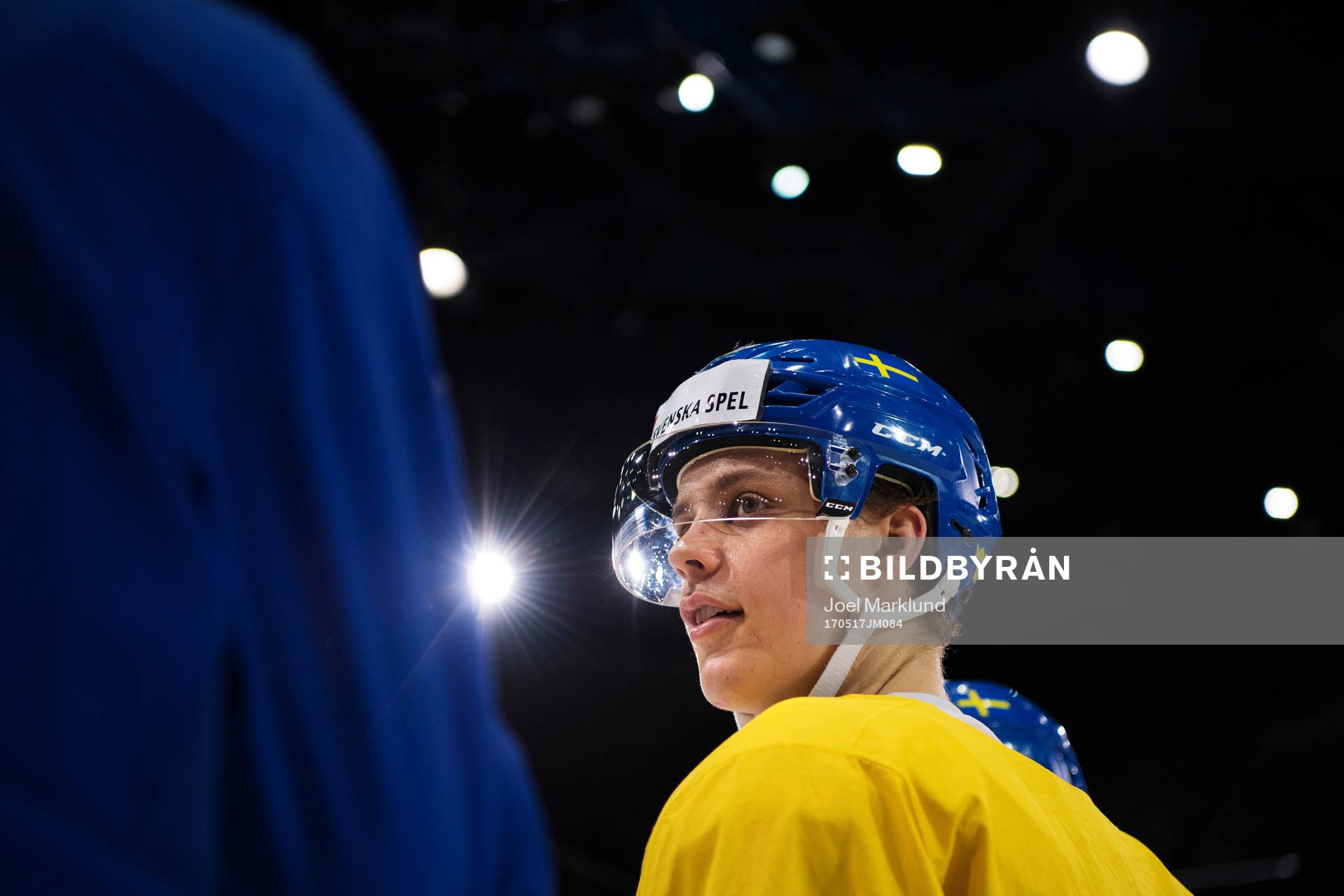 Joel Eriksson Ek på Sveriges ishockeylandslags träning