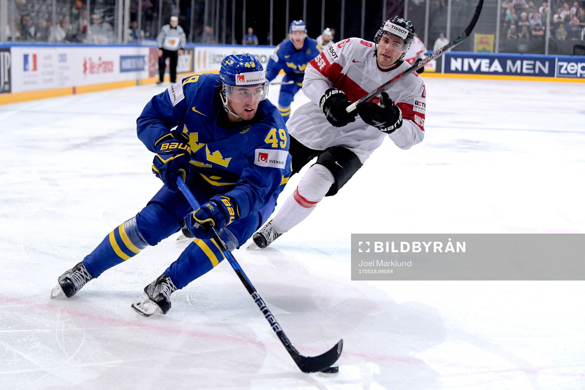 Sveriges Victor Rask och Schweiz Joel Genazzi