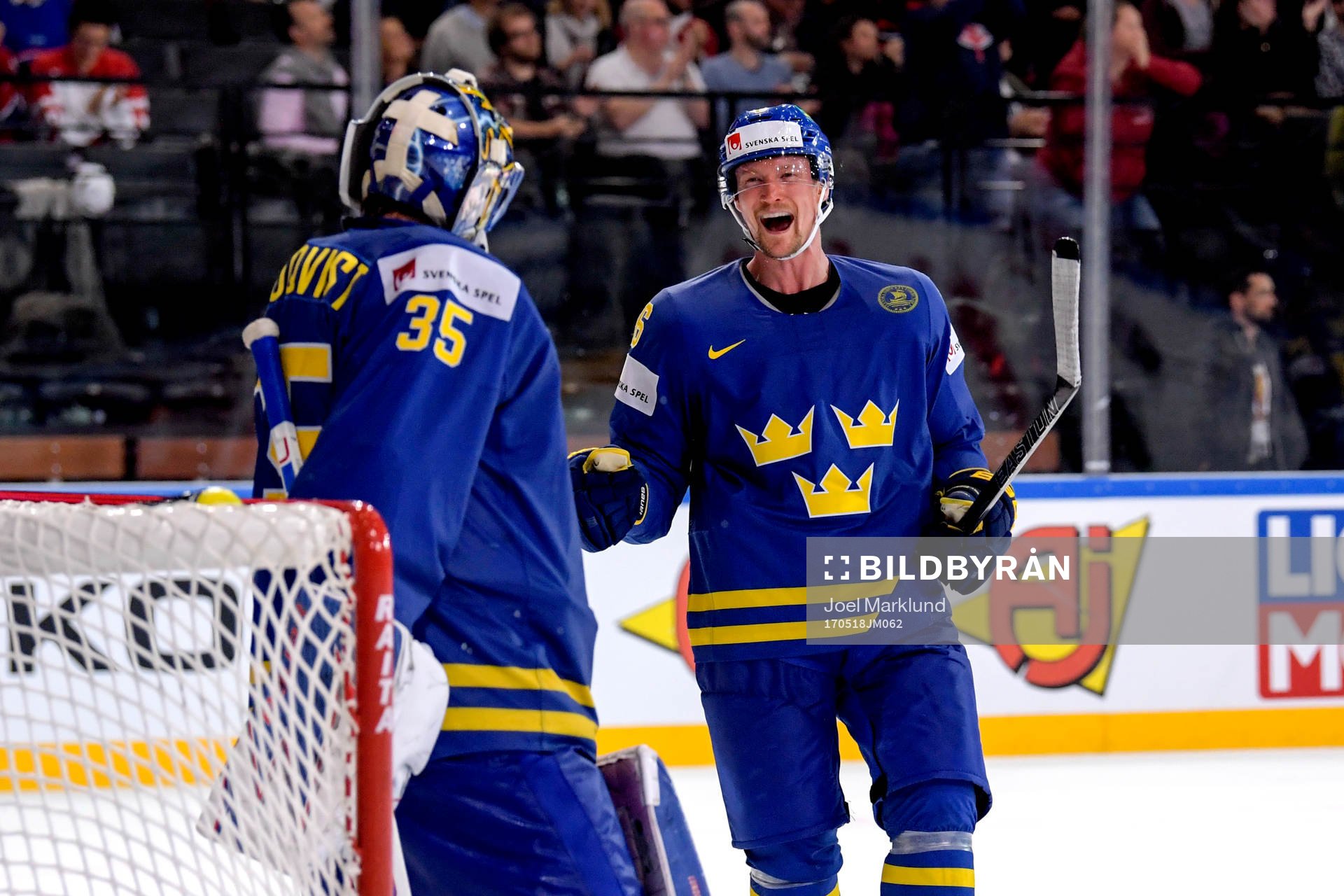 Sveriges målvakt Henrik Lundqvist och Anton Strålman