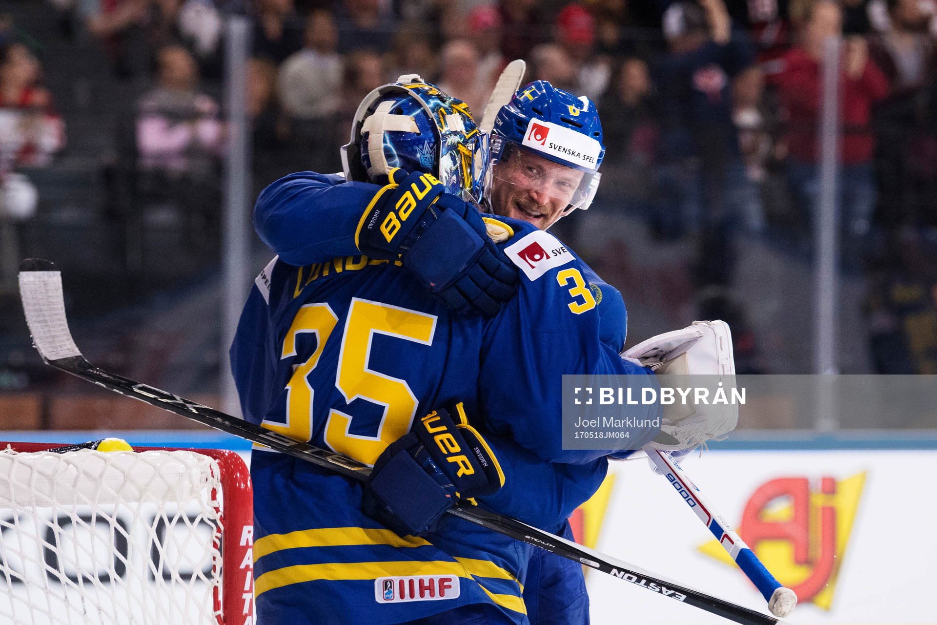 Sveriges målvakt Henrik Lundqvist och Anton Strålman