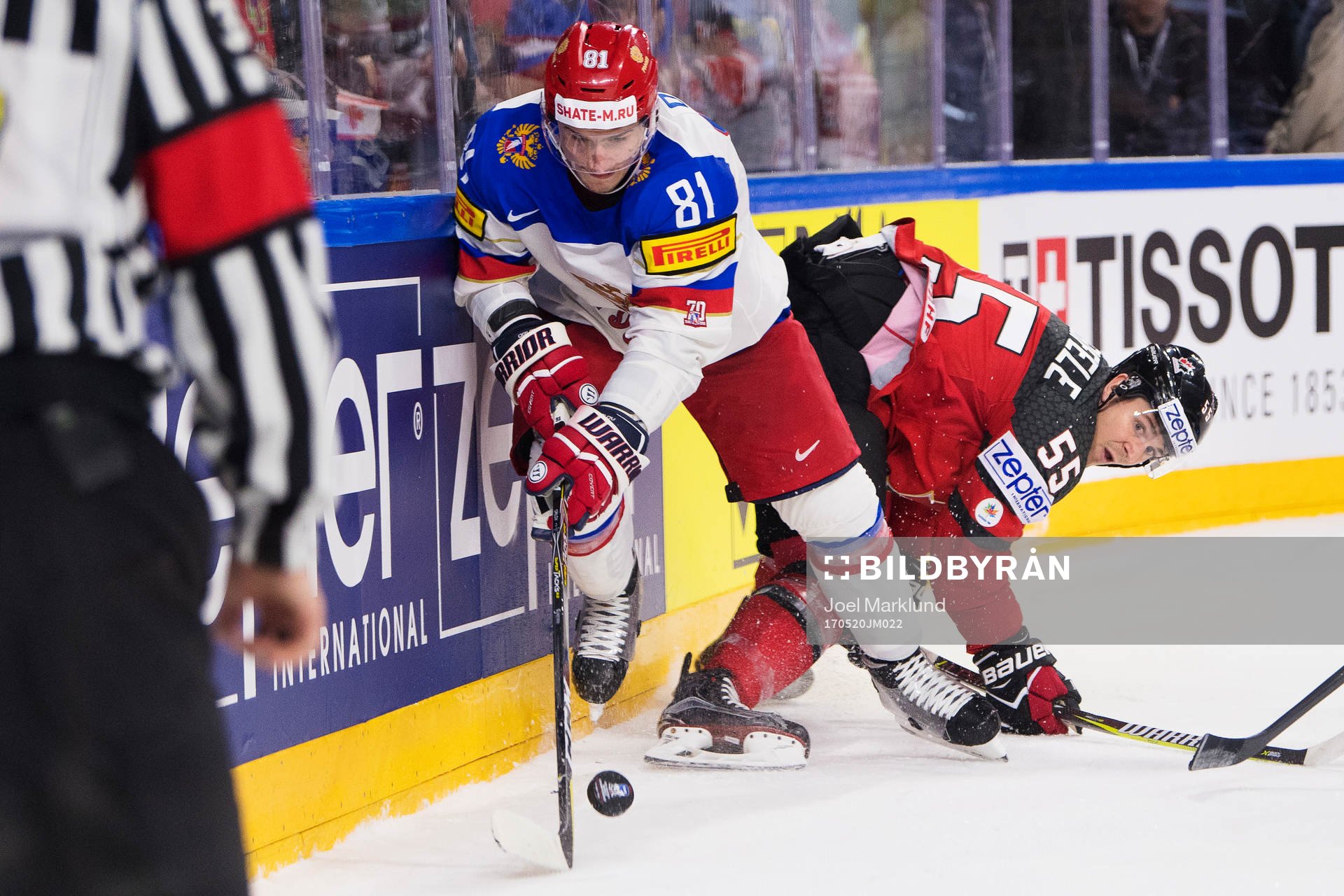 Rysslands Dmitri Orlov och Kanadas Mark Scheifele i