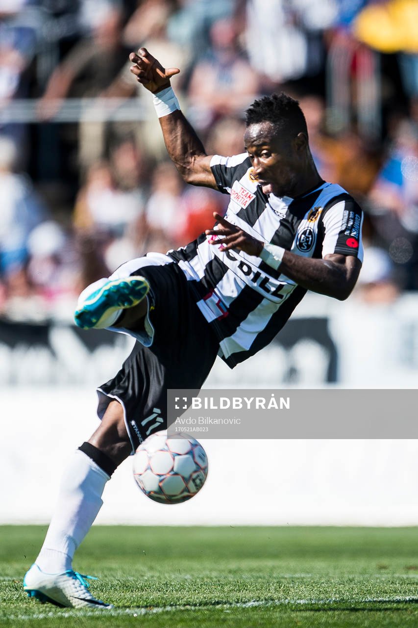 Landskronas Karim Sadat under fotbollsmatchen i Division 1 Södra mellan Landskrona och Mjällby den 21 maj 2017 i Landskrona.