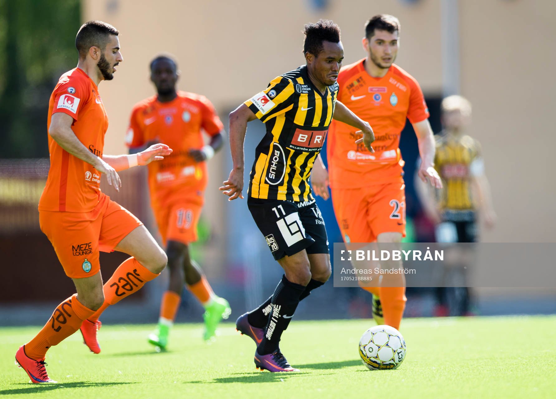 Häckens Nasiru Mohammed under fotbollsmatchen i Allsvenskan mellan AFC Eskilstuna och Häcken den 21 Maj 2017 i Eskilstuna. 